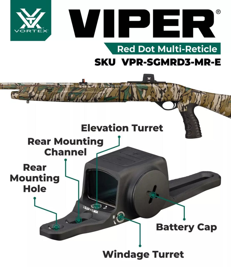 Vortex Optics Viper SG Enclosed Micro Multi-Reticle Red Dot Sight (VPR-SGMRD3-MR-E)