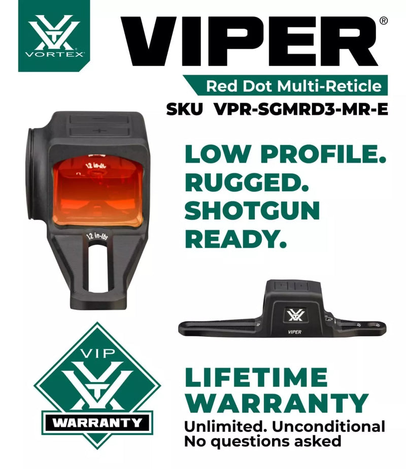 Vortex Optics Viper SG Enclosed Micro Multi-Reticle Red Dot Sight (VPR-SGMRD3-MR-E)