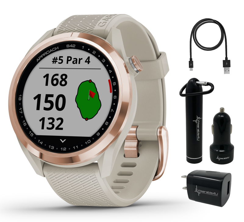 Garmin Approach S42 Premium GPS Golf Watch with Wearable4U Bundle