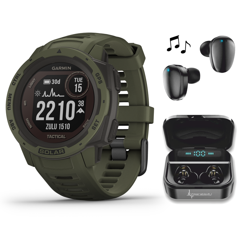 Garmin Instinct Solar Tactical Edition Premium GPS Smartwatch with Included Wearable4U Bundle