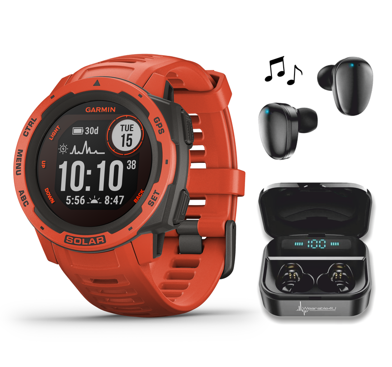 Garmin Instinct Solar Premium GPS Smartwatch with Wearable4U Bundle