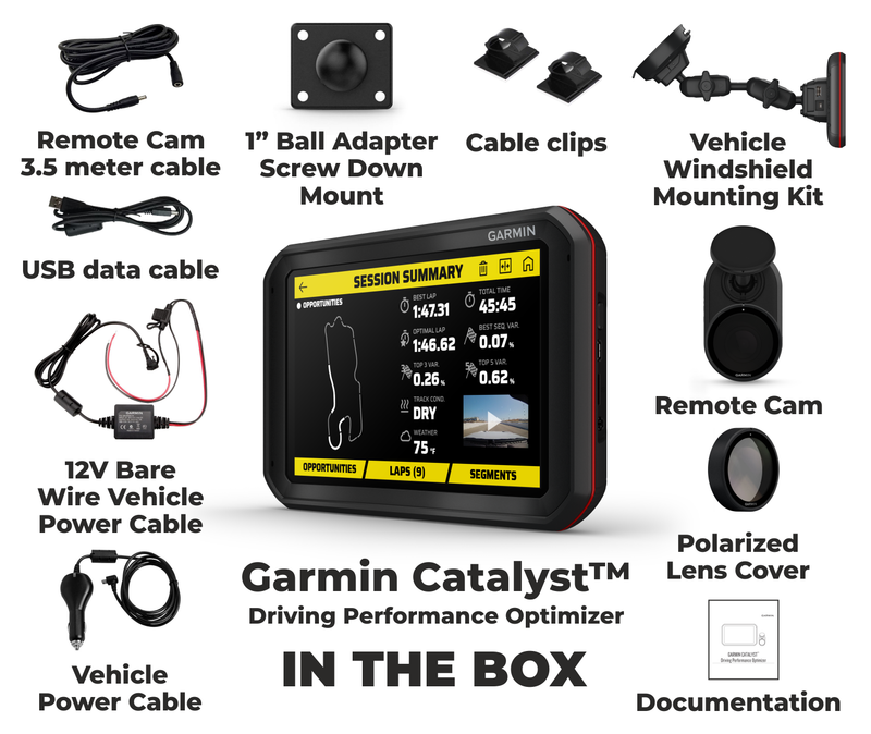 Garmin Catalyst, Driving Performance Optimizer for Motorsports and High Performance Driving, 6.95 inch with Wearable4U  Bundle