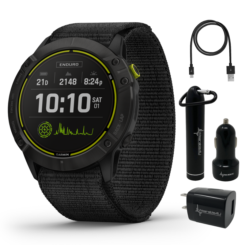 Garmin Enduro Black Ultraperformance Multisport GPS Smartwatch  with Wearable4U Bundle