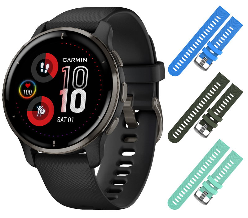 Garmin Venu 2 Plus GPS Multisport Smartwatch with Call and Text, Music with Wearable4U 3 Straps Bundle