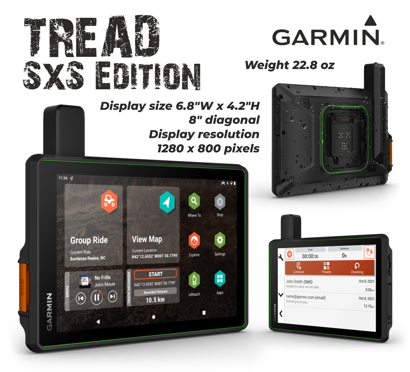 Garmin Tread SxS, GPS Navigator, Ulltrabright Display, Preloaded  Topography,Group Ride Radio, inReach Technology with Wearable4U Power Pack  Bundle