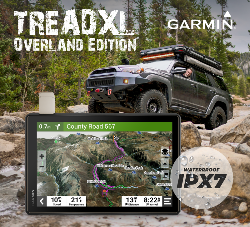Garmin Tread XL Overland, All-Terrain Navigator, Rugged, Built in Mapping, iOverlander, Ultrabright Display, Large with Wearable4U Power Pack Bundle