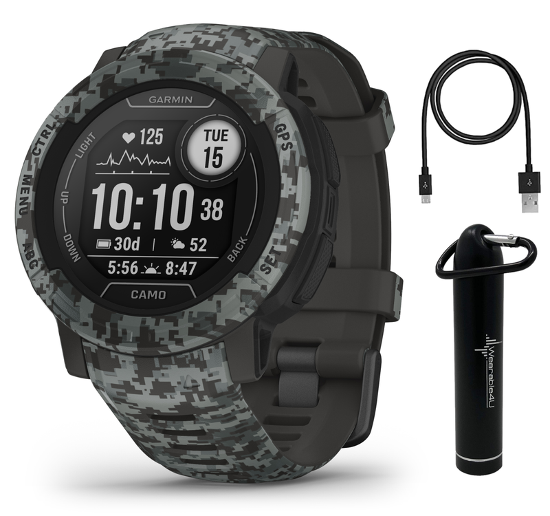 Garmin Instinct 2 GPS Rugged Outdoor Smartwatch with Wearable4U Power Bundle
