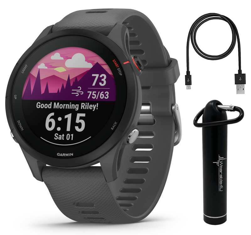Garmin Forerunner 255 Series GPS Smartwatch, 46 mm or 41 mm with Wearable4U Bundle