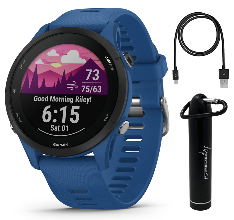 Garmin Forerunner 255 Series GPS Smartwatch, 46 mm or 41 mm with Wearable4U Bundle