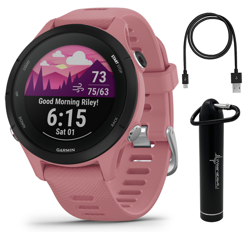 Garmin Forerunner 255 Series GPS Smartwatch, 46 mm or 41 mm with Wearable4U Bundle