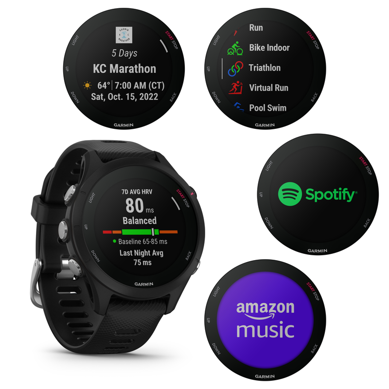 Garmin Forerunner 255 Series GPS Smartwatch, 46 mm or 41 mm with Wearable4U Bundle