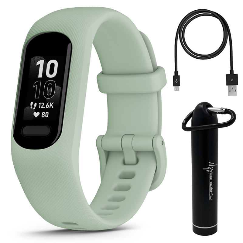 Garmin Vivosmart 5 Smart Fitness and Health Tracker, Black Case with Wearable4U Power Bank Bundle