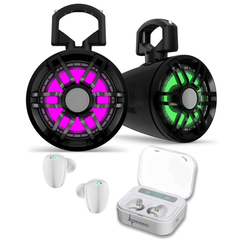 Garmin Tread 6.5 XS-LED Tower Speakers with Wearable4U EarBuds Bundle