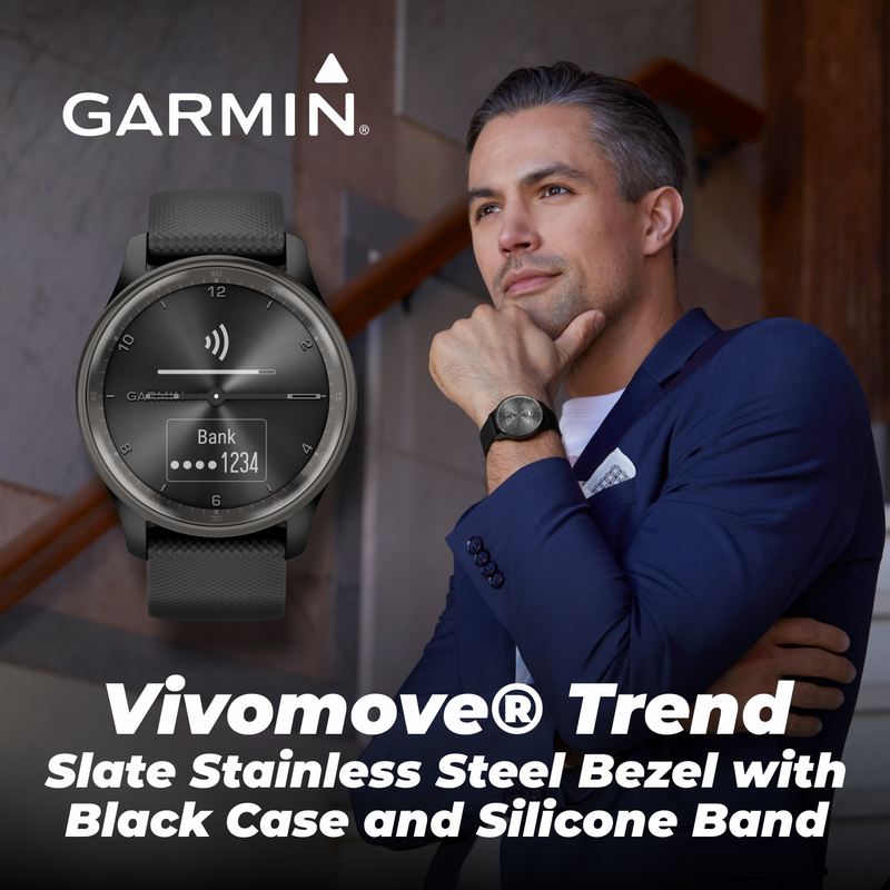 Garmin vivomove Trend 40 mm Hybrid Smartwatch, Hybrid Watch - 2023 Unisex Stylish Analog Fitness Watch with Touchscreen