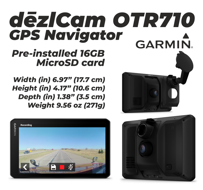 Garmin dezlCam OTR710 Trucking Navigator with Built-in DashCam, Automatic Incident Detection, Custom Truck Routing with Wearable4U Power Bank Bundle