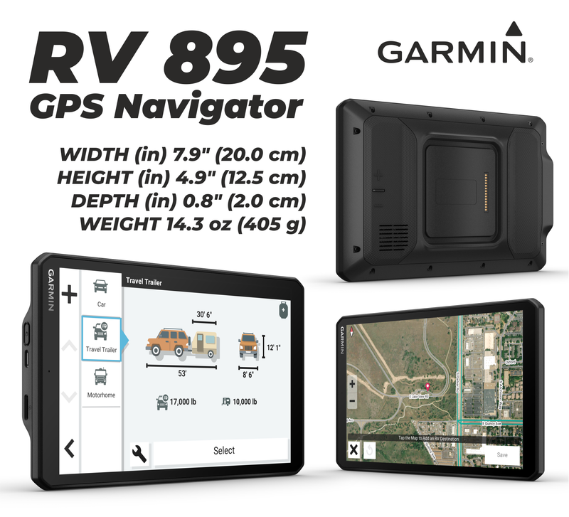 Garmin RV New 795 / 895 / 1095 Series GPS Navigator, Large, Easy-to-Read, Custom RV Routing, High-Resolution Birdseye Satellite Imagery
