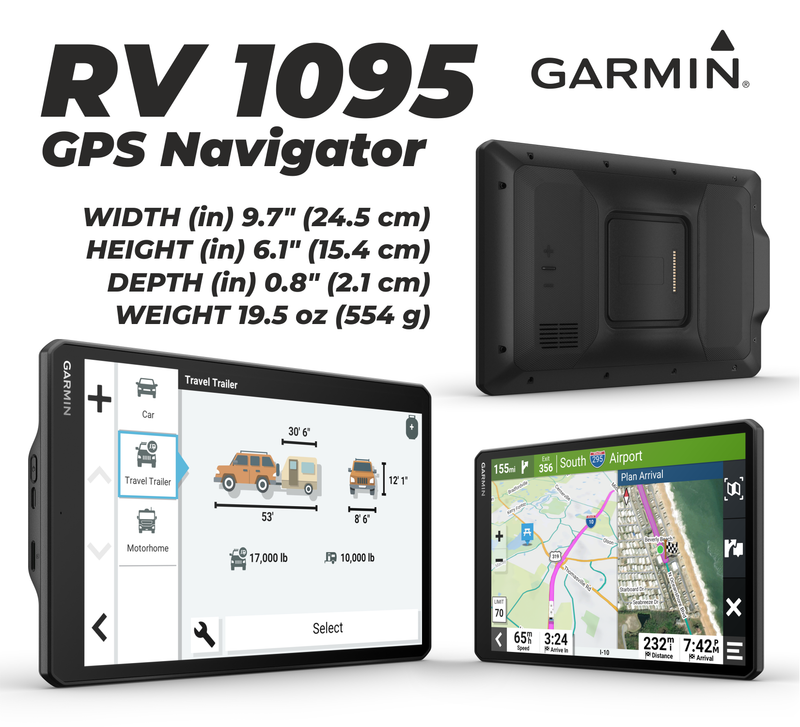 Garmin RV New 795 / 895 / 1095 Series GPS Navigator, Large, Easy-to-Read, Custom RV Routing, High-Resolution Birdseye Satellite Imagery