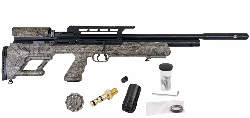 Hatsan BullBoss (Camo Timber) QE .22 Caliber PCP (pre-charged pneumatic) Side-lever Air Rifle with included Bundle
