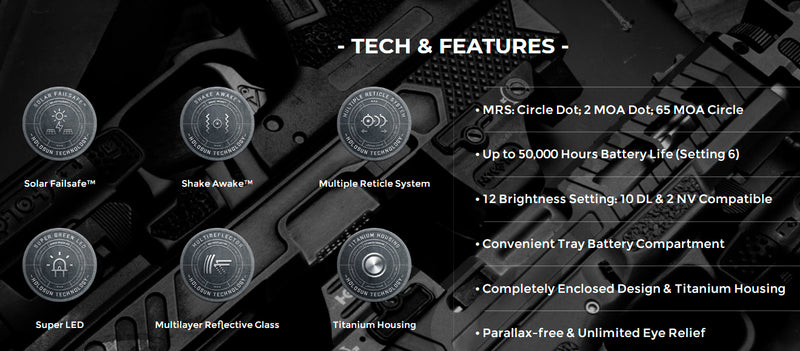 Holosun Enclosed Reflex Multi-Reticle Titanium Housing Red Dot Sight (HE512T-RD)