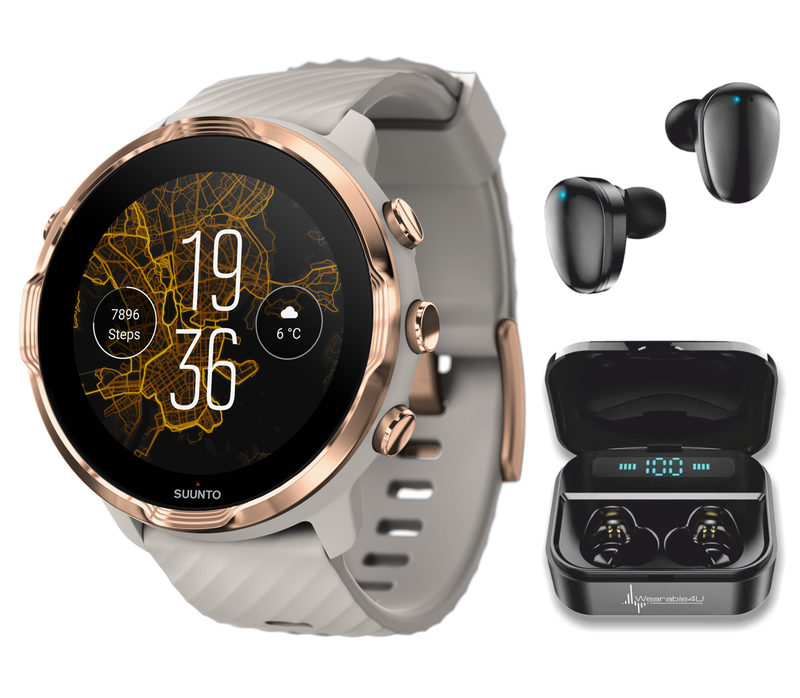 SUUNTO 7 GPS Sports Smartwatch with Versatile Sports Experience with Wearable4U EarBuds Power Bundle