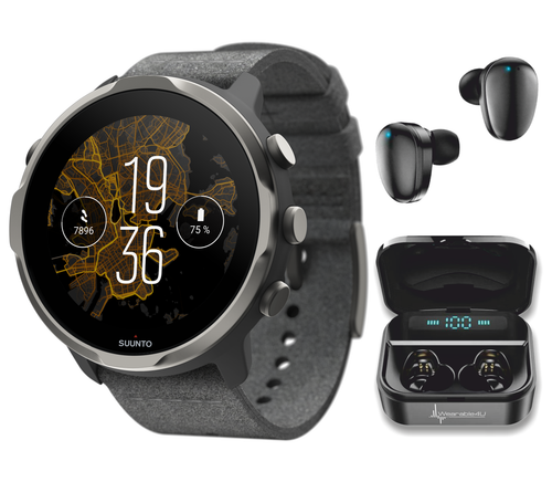 SUUNTO 7 Graphite Limited Edition GPS Sports Smartwatch and EarBuds Power Bundle