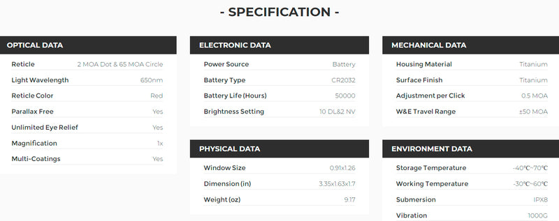 Holosun Enclosed Reflex Multi-Reticle Titanium Housing Red Dot Sight (HE512T-RD)