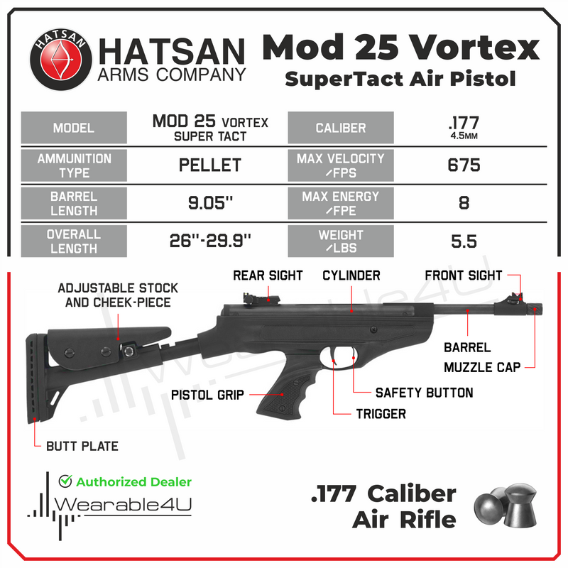 Hatsan MOD 25 SuperTact Vortex Breakbarrel .177 Caliber Air Pistol