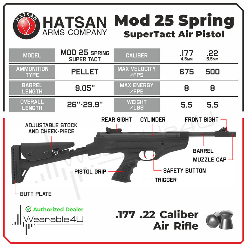 Hatsan MOD 25 Spring SuperTact Breakbarrel .22 Caliber Air Pistol