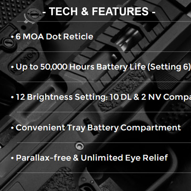 Holosun Classic Open Reflex Optical Red Dot Sight HS407K X2 with Wearable4U Lens Cleaning Pen, Extra CR1632 Battery and W4U Lens Cleaning Cloth Bundle