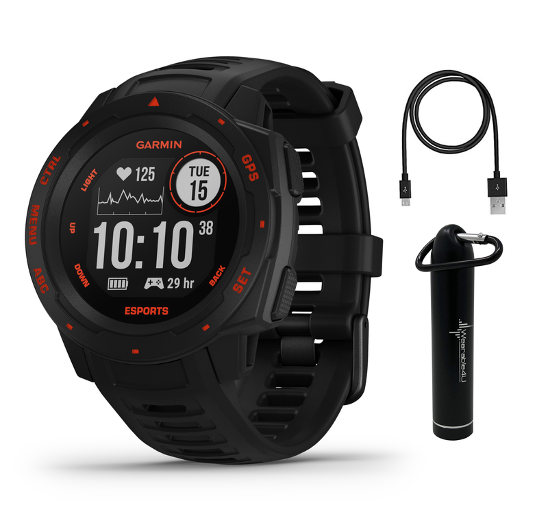 Garmin Instinct Esports Edition, Black Lava GPS Smartwatch for Esports Athletes with Included Wearable4U Bundle