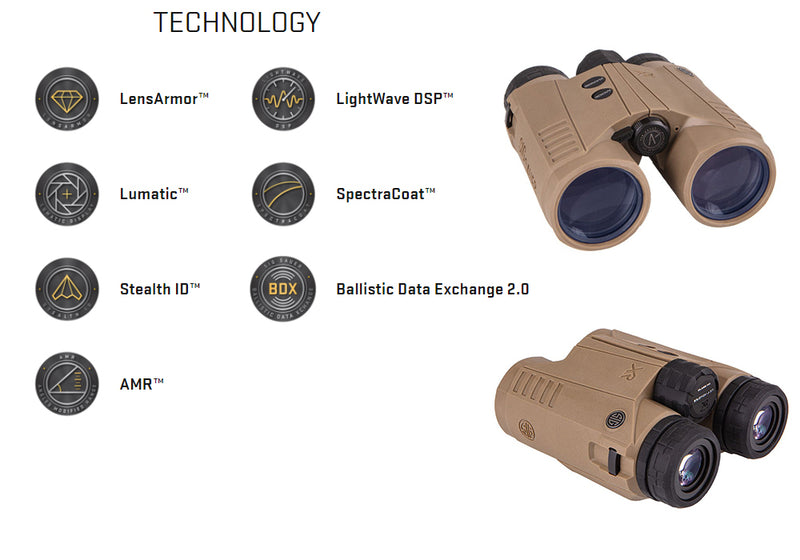 Sig Sauer KILO10K-ABS HD 10x42 mm Laser Rangefinding Binocular with BDX 2.0, FDE, SOK10K11