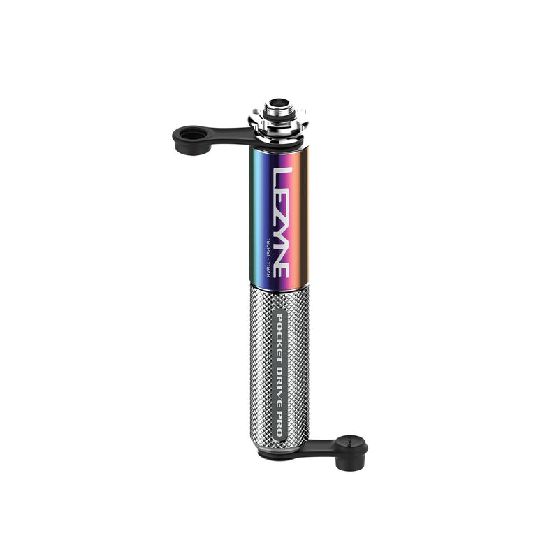LEZYNE Pocket Drive Pro Mini Bicycle Hand Pump, High Pressure 160 PSI, Presta & Schrader with Valve Core Tool, Alloy Bracket Mount, Grip Textured