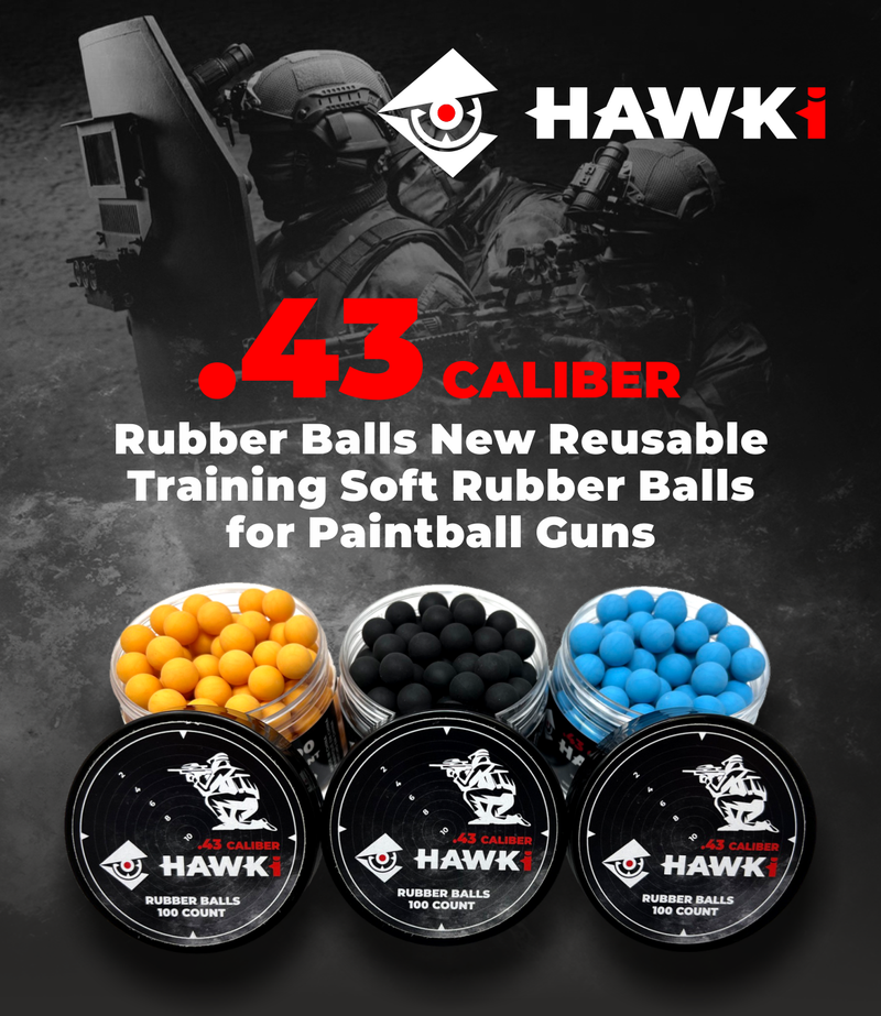 Hawki .43 Caliber Reusable Training Soft Rubber Balls for Paintball Guns