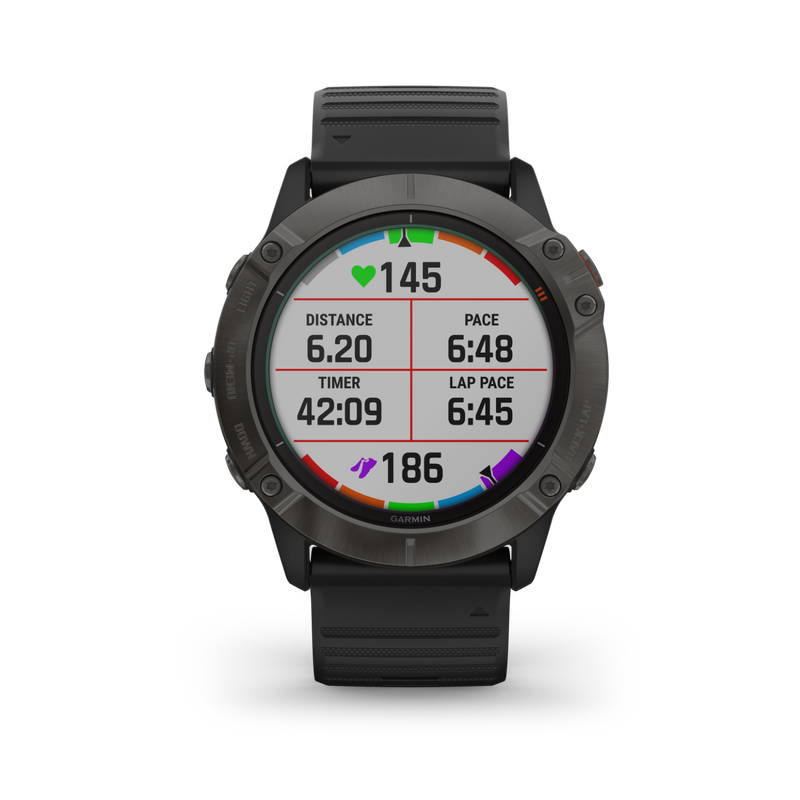 Garmin Fenix 6X Premium Multisport GPS Watches with Power Pack Bundle (PRO Solar, Titanium Carbon Gray DLC with Black Band)