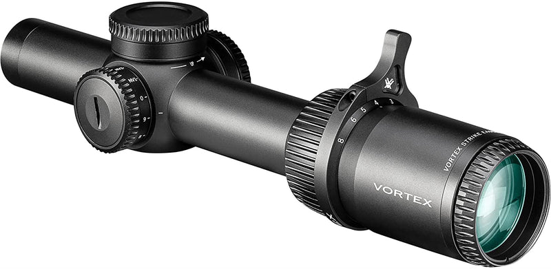 Vortex Optics Strike Eagle 1-8x24 EBR-8 MOA 30mm Riflescope with Vortex Optics 30 mm Precision Matched Medium Rings (0.97in) (Picatinny or  Weaver) or with Precision Extended Cantilever Mount 30 mm and with Vortex Optics Free Hat Bundle