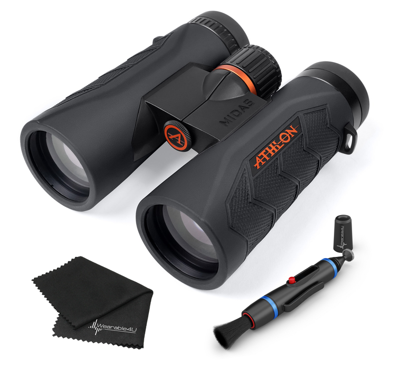 Athlon Optics Midas UHD Binoculars with included Wearable4U Lens Cleaning Pen and Lens Cleaning Cloth Bundle