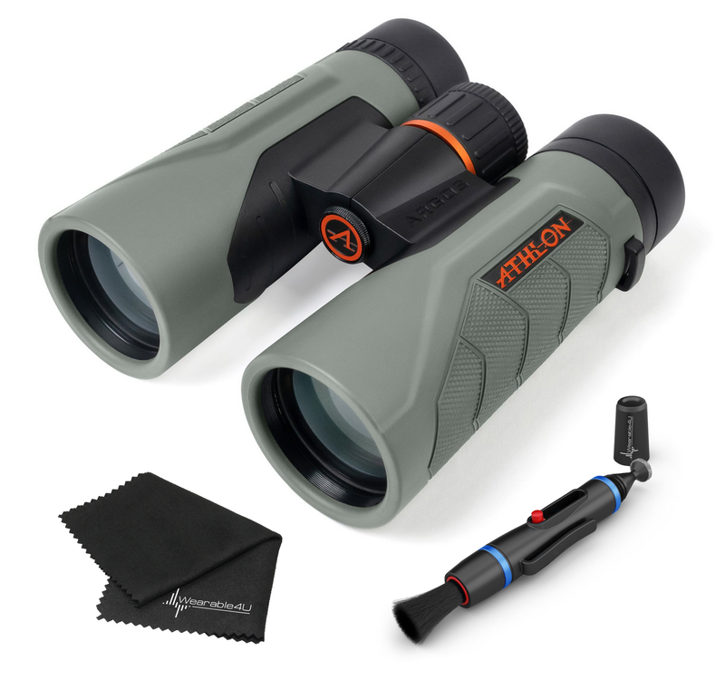 Athlon Optics Argos Binoculars with included Wearable4U Lens Cleaning Pen and Lens Cleaning Cloth Bundle