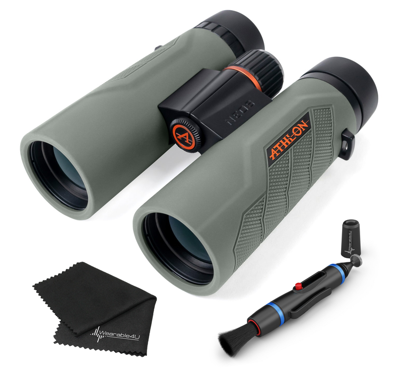 Athlon Optics Neos HD Binoculars with included Wearable4U Lens Cleaning Pen and Lens Cleaning Cloth Bundle