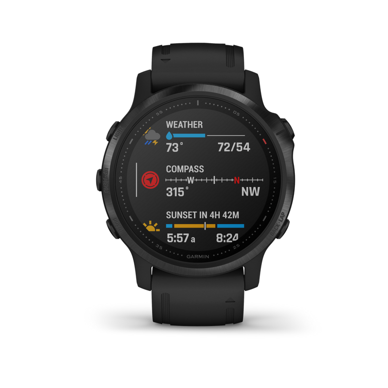 Garmin Fenix 6S Smaller-Sized Multisport GPS Watch with Wrist-Based Heart Rate Pulse Ox and Ultimate Power Bundle (PRO/Black with Black Band)