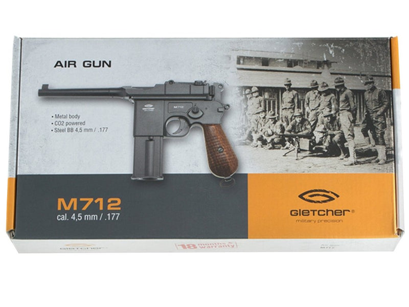 Gletcher M712 .177 Cal CO2 Blowback Metal Full-Auto Single-action BB Air Pistol with Included Bundle