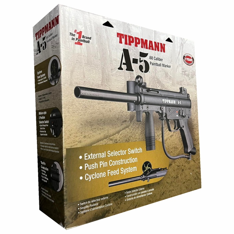 Tippmann A-5 with Response Trigger .68 Caliber Paintball Marker with Hawki 48ci HPA Tank Bundle