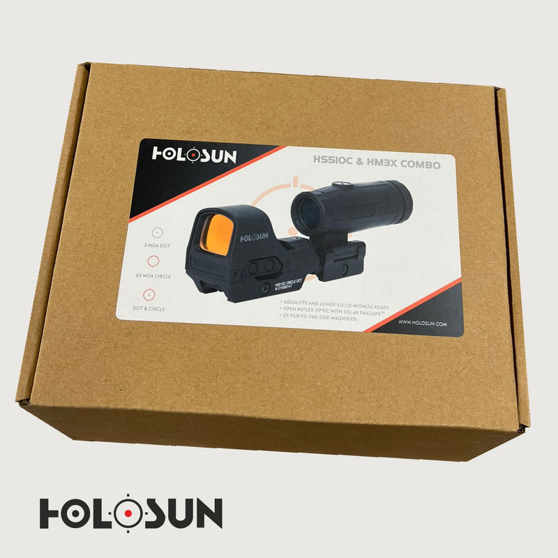 Holosun HS510c Reflex Red Dot Sight and HM3X 3X Magnifier Combo Set with Hard Case and Free Hat Bundle