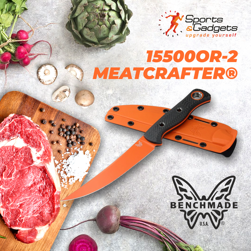 Benchmade 15500OR-2 Meatcrafter Orange S45VN SelectEdge Carbon Fiber Fixed Blade Knife
