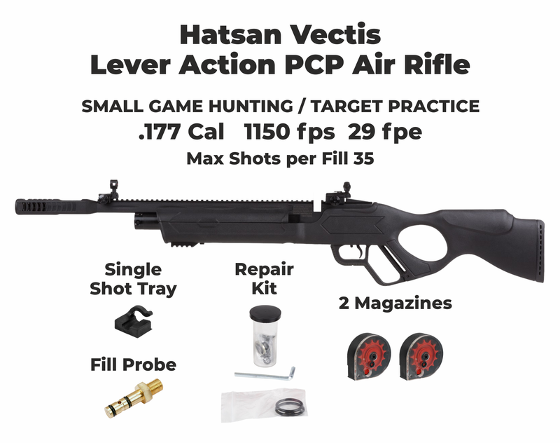 Hatsan Vectis .177 Cal Air Rifle with Pack of 500ct Pellets and 100x Paper Targets Bundle (Black Syn Stock)