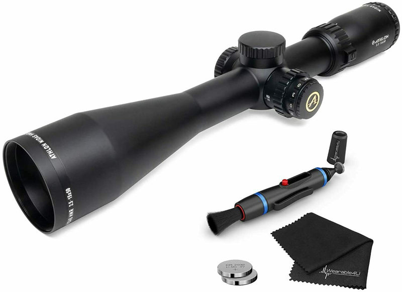 Athlon Optics Midas HMR 2.5-15x50, Capped, Side Focus, 30mm, SFP, IR BDC600A Riflescope with included Extra Battery CR2032 and Wearable4U Lens Cleaning Pen and Lens Cleaning Cloth Bundle