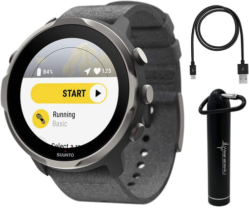 SUUNTO 7 Graphite Limited Edition GPS Smartwatch with Versatile Sports Experience with Gift Box and Wearable4U Power Bank Bundle