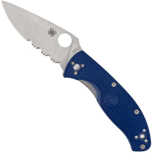 Spyderco Tenacious Lightweight CombinationEdge Folding Pocket Knife Blue FRN Handle