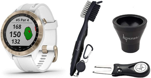 Garmin Approach S40 GPS Golf Smartwatch with Included Wearable4U Golf Tools Kit Bundle (Light Gold with White Band)