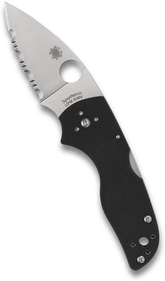 Spyderco Lil Native G-10 Black Mid Back Lock Serrated Edge S30V Folding Knife
