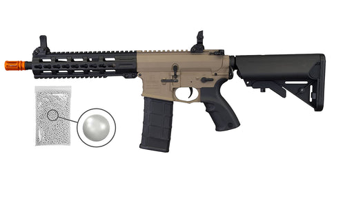 Tippmann Commando AEG CQB 10.5in Airsoft Rifle Tan with Wearable4U Pack of 1000 Plastic BBs Bundle